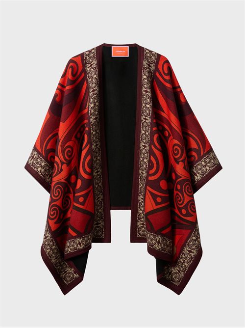 Poncho-blanket in lana con stampa Alchemy LA DOUBLE J | SCA0047PLA003LC03RE40